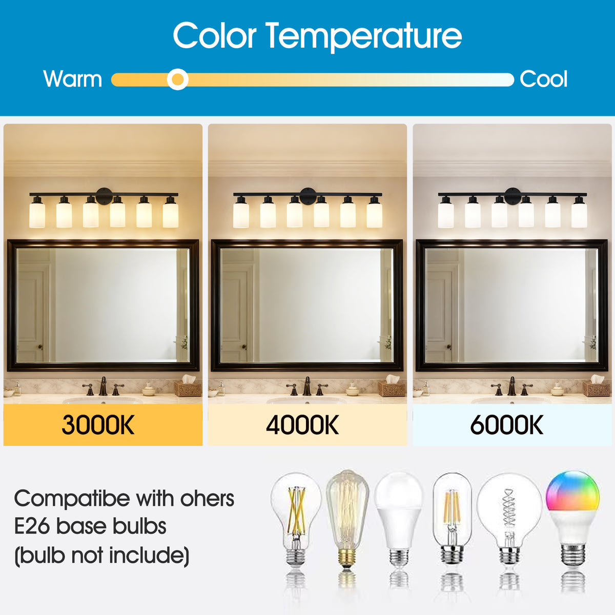 Additional view of Wall Light 6-Light Glass Shades Matte Black Glass