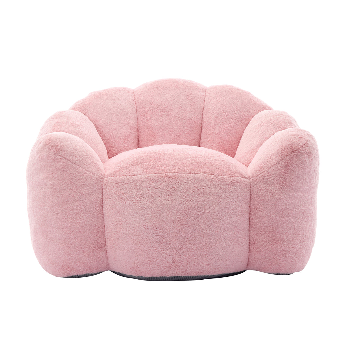 Full product view of Bean Bag Chair Compressed Foam Pink Faux Fur