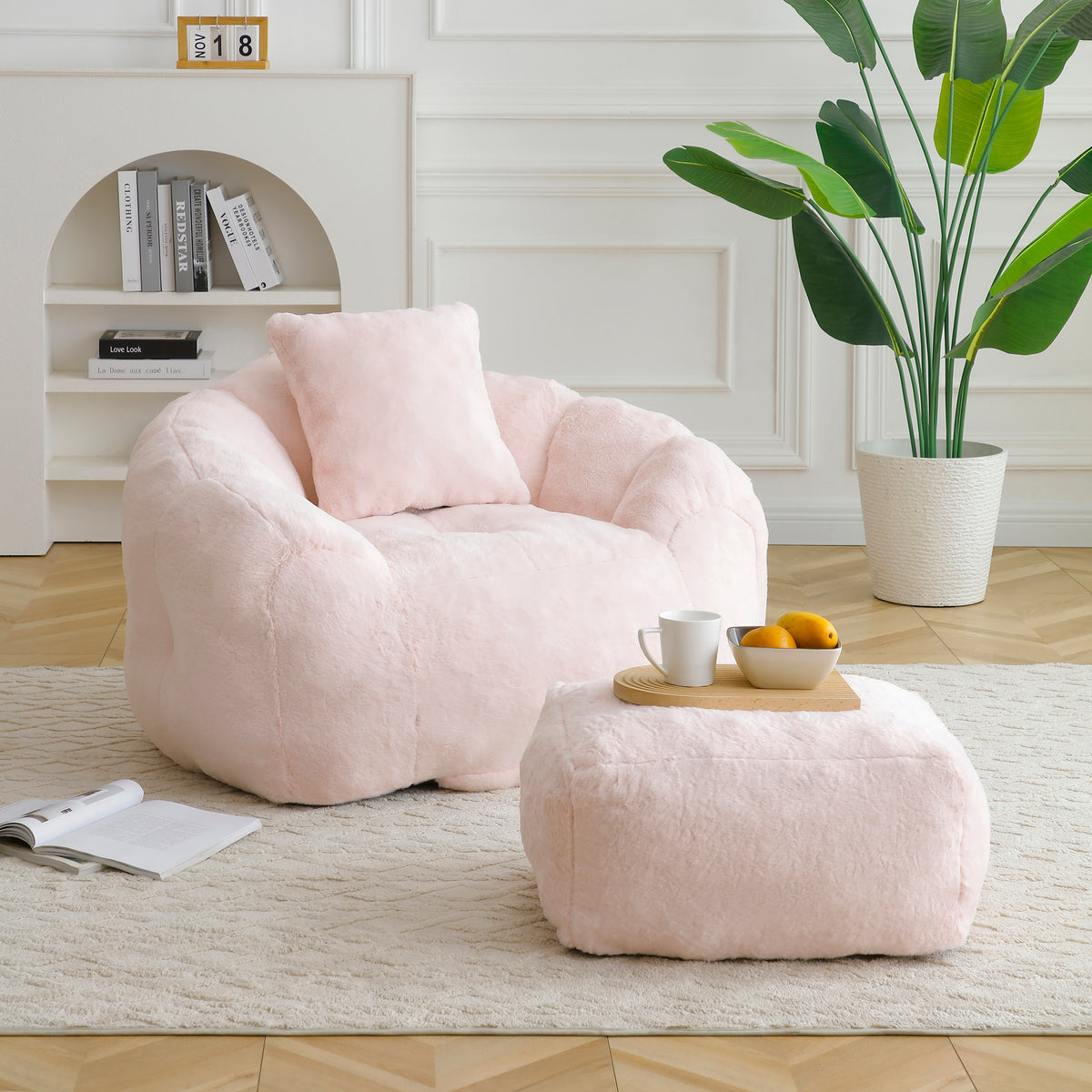 Sectional Sofa Modular Sectional Pink Faux Fur in a modern living room