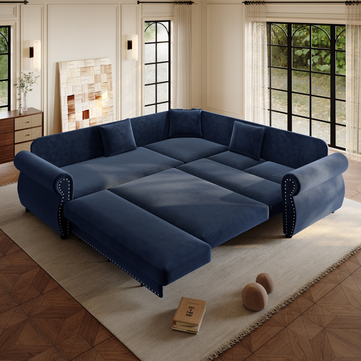 Additional product detail of Sofa Bed Pull-Out Sleeper Blue Chenille