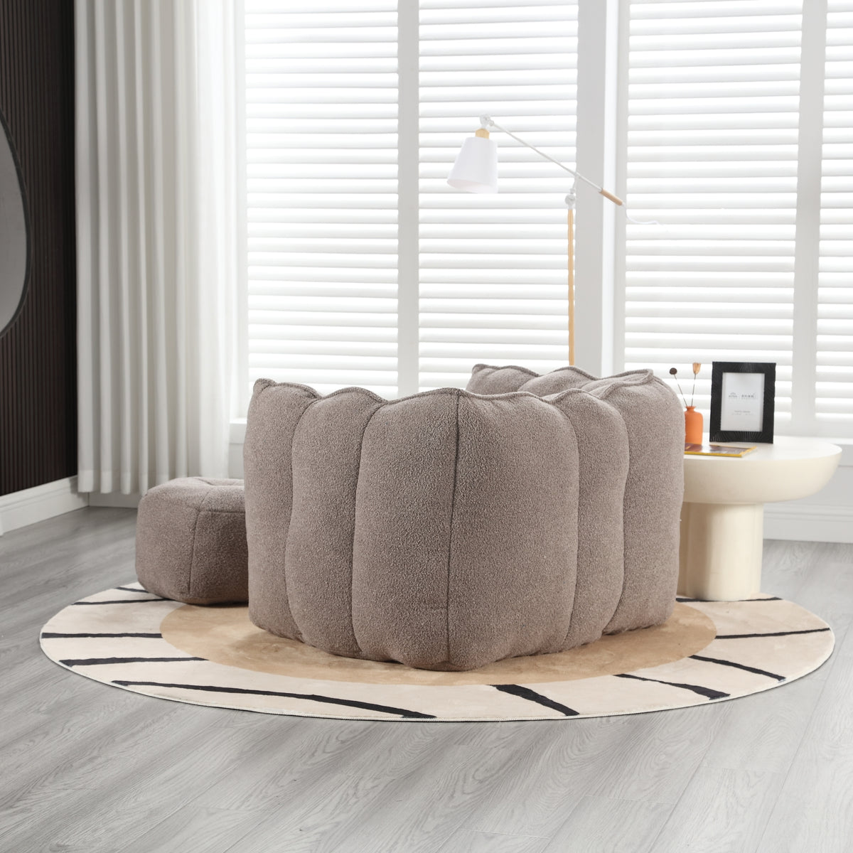 Construction and detail view of Bean Bag Chair Footstool Included Coffee Chenille