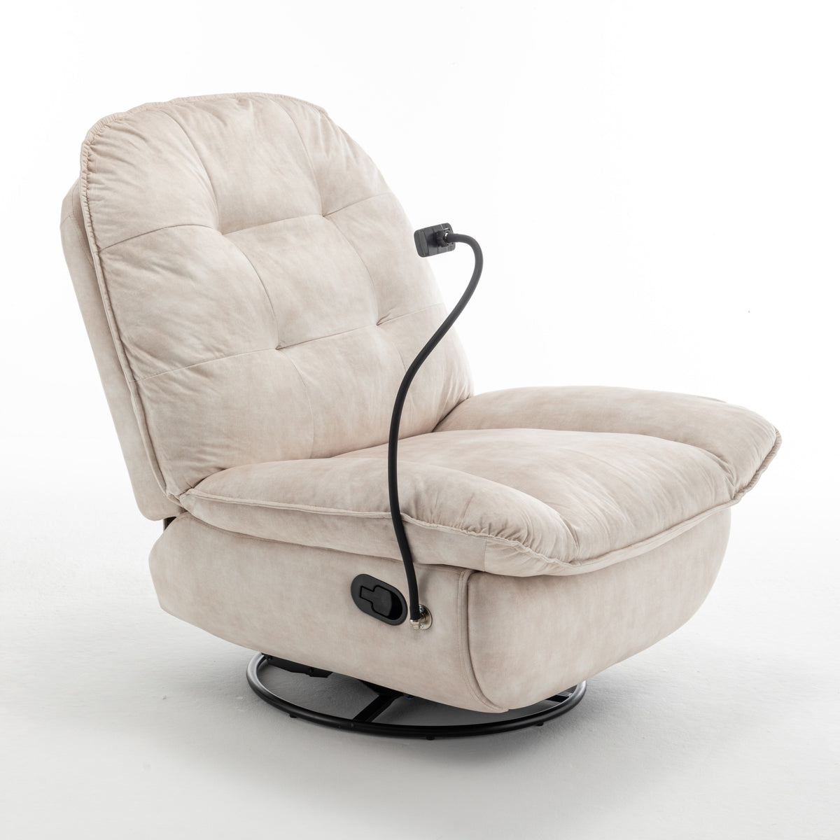 Full product view of Lounge Chair Reclining Ivory Velvet