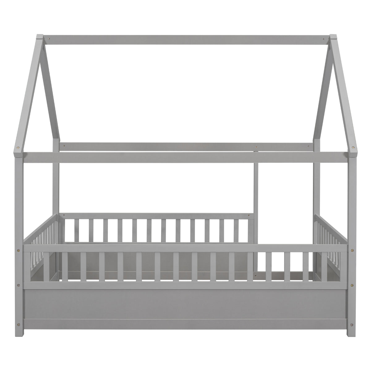 Additional view of Bed Frame Modern House Roof & Guardrails Gray Wood Full Size