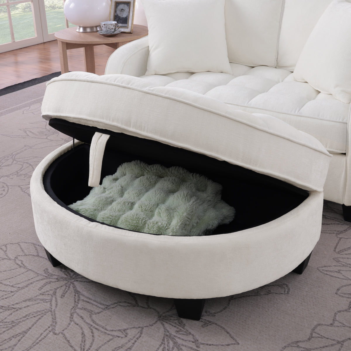 Design feature view of Loveseat Sofa Cushioned Seating Beige Corduroy 2-Seater