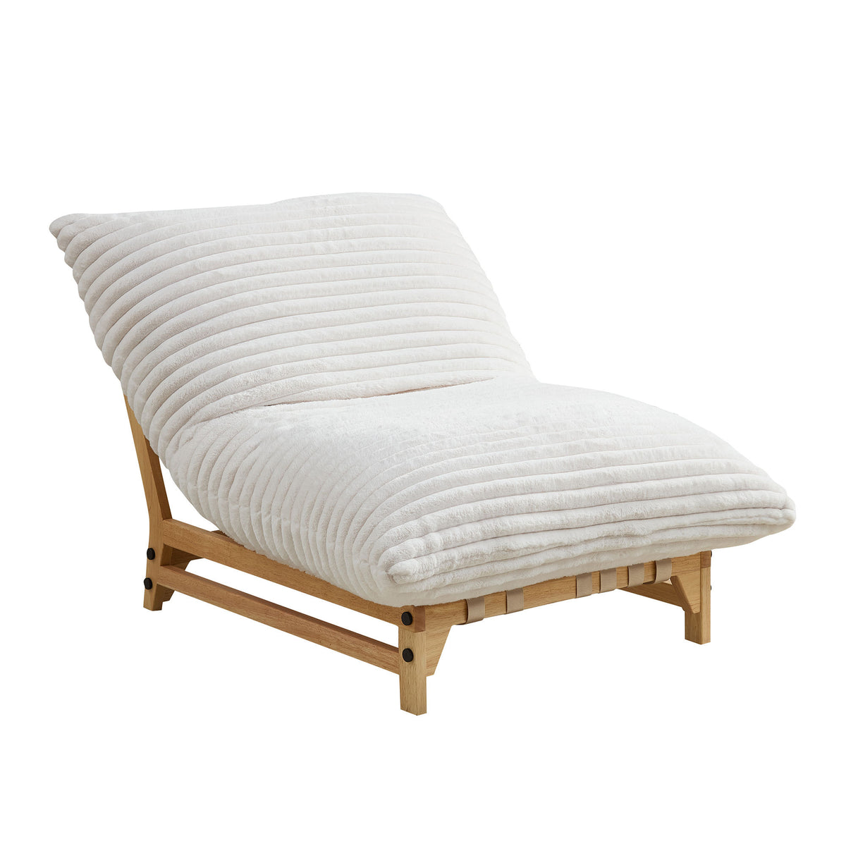 Full product view of Chaise Lounge Armless Lounge Off White Corduroy