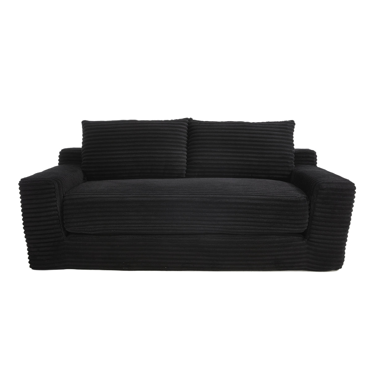 Close-up detail of Loveseat Sofa Convertible Sleeper Black Fabric 2-Seater